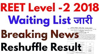 REET Level2 Waiting List 2018 amp Reshuffle Result Released [upl. by Adnalohs284]