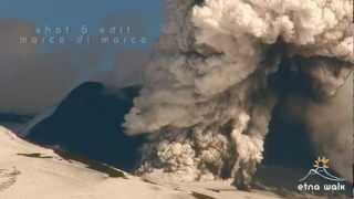 Pyroclastic Flow at SouthEast Crater  Etna  March 04 2012  Etna Walk [upl. by Micro]