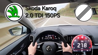 2024 Skoda Karoq 20 TDI 4x4 150PS TOP SPEED AUTOBAHN POV DRIVE 219kmh [upl. by Aiuqram]