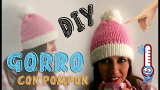 Como hacer un gorro con pompon FACIL con un telar circular DIY [upl. by Euqinomad]