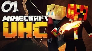 Minecraft YOUTUBER DOUBLE HEALTH UHC  1 Ultra Hard Core wPrestonPlayz amp Lachlan [upl. by Terraj]