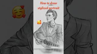 How to draw stylized portraits art sketch drawing shorts [upl. by Eirrek]