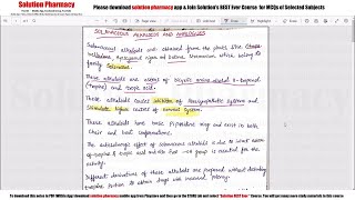 Class 42 Solanecous Alkaloids and Analogous  Atropine Hyoscyamines  Medicinal Chemistry 01 [upl. by Ynomrah]