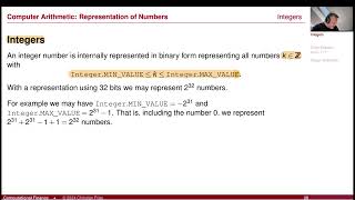 Lecture 20241 Session 01 Numerical Methods Computer Arithmetics 15 Integers [upl. by Trebor]