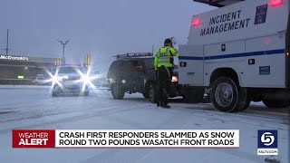 Crash first responders slammed as snow round 2 pounds Wasatch Front [upl. by Roxana]