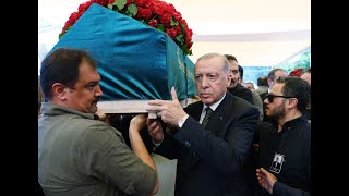 President Erdogan attends the funeral of Ozer Ucuran Ciller husband of former PM Tansu Ciller [upl. by Akema814]