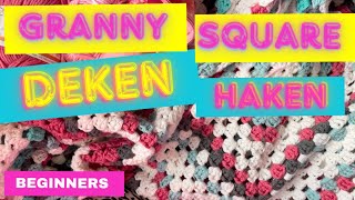 Granny Square haken voor beginners  haak n deken met één Granny square haken beginners tutorial [upl. by Yart]