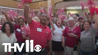 Razorback fans tailgate at Little Rock mall ahead of 2024 season opener [upl. by Krantz]