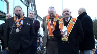 GRAND ORANGE LODGE OF ENGLAND GRAND MASTER RON BATHER ADDRESSING WOODVALE PARADE [upl. by Ibmab]