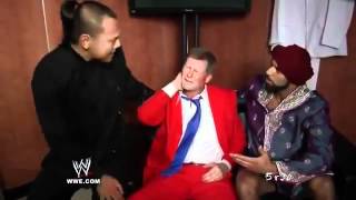 John Laurinaitis gets consoled by Jinder MahalSakamoto amp The Great Khali [upl. by Garrik]