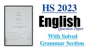 English Question Paper of HS 2023 with Solved Grammar Section Class XII You can learn [upl. by Hourihan]