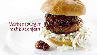 Keurslager recept  Varkensburger met baconjam [upl. by Ydarg]