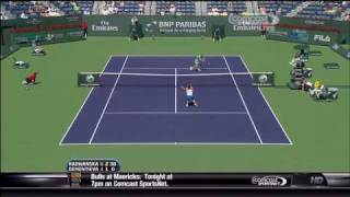 Radwanska vs Dementieva  BNP Paribas Open  Amazing 30 shot rally HD [upl. by Alyhc]