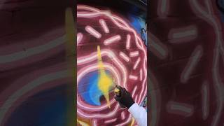 Smiling Double Neon Donut Street Art Painting [upl. by Yeaton]