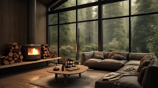 Serene Rainy Day Cabin Ambience  Soothing Piano Music amp Fireplace Sounds for Peaceful Relaxing [upl. by Annaiv]