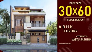 30x60 East Facing House Design 3D  6BHK  interior design  3060 Home Design  30 by 60 House Plan [upl. by Skutchan]