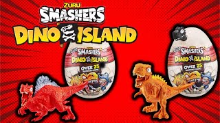 SMASHERS DINO ISLAND GIANT EGG OPENING TREX AND SPINOSAURUS smashers smashersdinoisland dinosaur [upl. by Asiuol277]