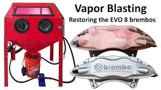 Vapor Blasting  Honing Harbor Freight Sand Blast Cabinet EVO 8 Brembo Makeover Etching in The Logo [upl. by Rabassa569]