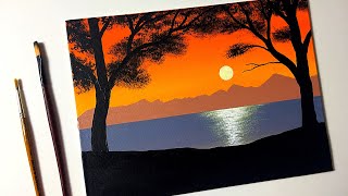 Easy Sunset Painting for Beginners  Acrylic Painting Tutorial Step by Step [upl. by Ennayehc869]