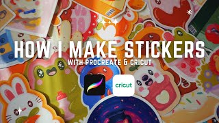 How I Make Stickers  Using Procreate amp Cricut to Make Stickers Tutorial [upl. by Anisirhc]