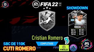 SBC  CRISTIAN ROMERO EL CUTI ROMERO SOLUCIÓN FIFA 22  SHOWDOWN OBLIGATORIO DE HACER 😍😱🎮 [upl. by Atnohs684]