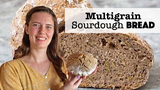 No Knead Multigrain Sourdough Bread Recipe [upl. by Cori]