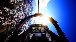 SAAB Gripen over city Cockpit view [upl. by Tahmosh]