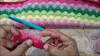 Crochet Tutorial interlocking shell stitch🧶 [upl. by Eanar]