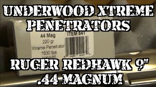 Underwood Xtreme Penetrators Ruger Redhawk 9quot 44 Magnum [upl. by Melosa904]