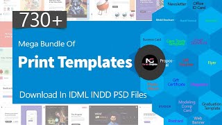 730 Mega Bundle Of Print Templates Download In PSD EPS AI IDML INDD Files  Noreen Graphics [upl. by Ursas]