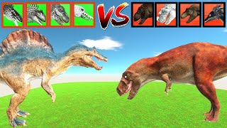 Dinosaur Tournament Random Old T REX TEAM VS OLD SPINOSAURUS TEAM in Animal Revolt Battle Simulator [upl. by Komsa]