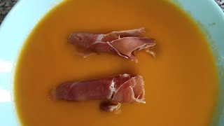 Crema de calabaza y tomate con jamón fácil y rico con Thermomix [upl. by Gambell]