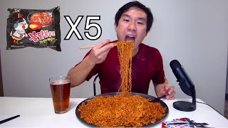 Extreme Spicy challenge eating 5 servings of Korean Fire noodles [upl. by Ma]