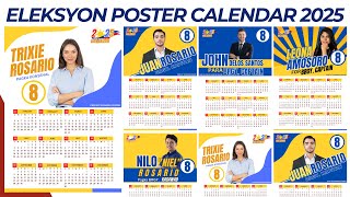 ELECTION POSTER CALENDAR 2025 TEMPLATE  CANVA TEMPLATE EDITABLE  TAGALOG TUTORIAL 2025 [upl. by Ailegnave]