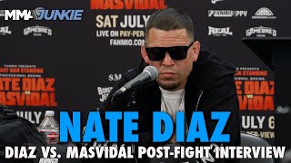 Nate Diaz Reacts to Win Over Jorge Masvidal Calls Jake Paul Rematch Pretty Realistic [upl. by Asilad]