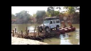 Crossing North Luangwa Pontoon in Zambia [upl. by Derfnam]