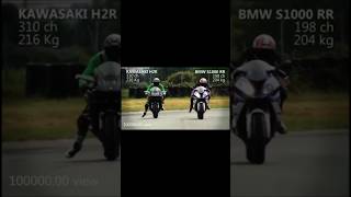 Kawasaki H2R vs BMW S1000RR drag race kawasakibmws1000rr [upl. by Curtis]