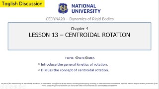 Dynamics of Rigid Bodies  Centroidal Rotation [upl. by Celeski501]