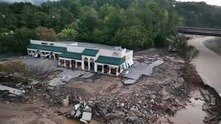 Aerial view of Helene damage in Asheville NC [upl. by Emalia]