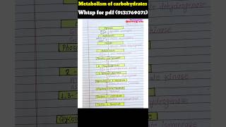 Metabolism of carbohydrates Glycogenesis Glycogenolysis gluconeogenesis notes 9131769071 biolog [upl. by Mckenzie]