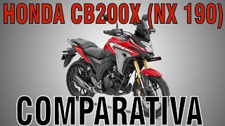 CB200X NX 190 VS NH TRAZER 190i VS XPULSE 200 VS TT DS VS MRX ARIZONA COMPARATIVA FICHAS TECNICAS [upl. by Titos]