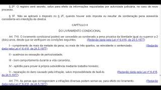 DA SUSPENSÃO CONDICIONAL DA PENA e DO LIVRAMENTO CONDICIONAL  Do art 696 a 733 [upl. by Neila810]