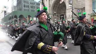 St Patricks Day ParadeNYC2022Emerald Society NYPD Pipes and Drum BandNYCParadelifecom [upl. by Nnylekoorb721]