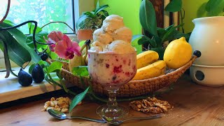 Cashew Banana Ice Cream on Walnut Fig Salad with Raspberry Banana Yogurt  Take 3 [upl. by Okubo]