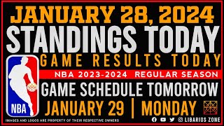 NBA STANDINGS TODAY as of JANUARY 28 2024  GAME RESULTS TODAY  GAMES TOMORROW  JAN 29  MONDAY [upl. by Attena]