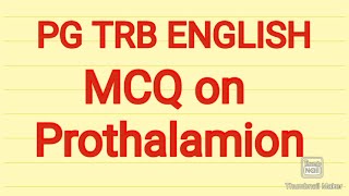 PG TRB MCQ on Prothalamion [upl. by Henka301]