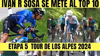 RESUMEN 5 ETAPA TOUR DE LOS ALPES 2024 IVÁN RAMIRO SOSA GRAN CARRERA  JUAN P LÓPEZ FIGURÓN [upl. by Eimmak]