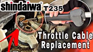 Throttle Cable Replacement Shindaiwa T235 Weed EaterTrimmer [upl. by Meehaf]