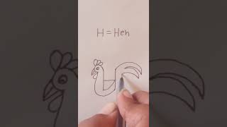 how to hen drawing easy hen with H numbershortvideo [upl. by Nylkoorb604]