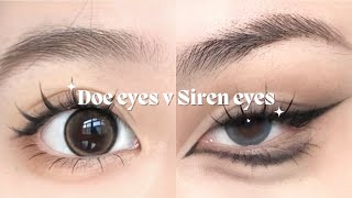 Doe eyes vs Siren eyes makeup tutorial  How to do doe eyes amp siren eyes [upl. by Gina]